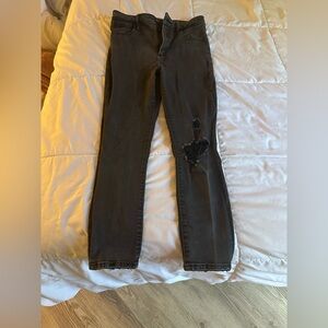 Abercrombie & Fitch Charcoal Distressed The Super Skinny Ankle High Rise Jeans